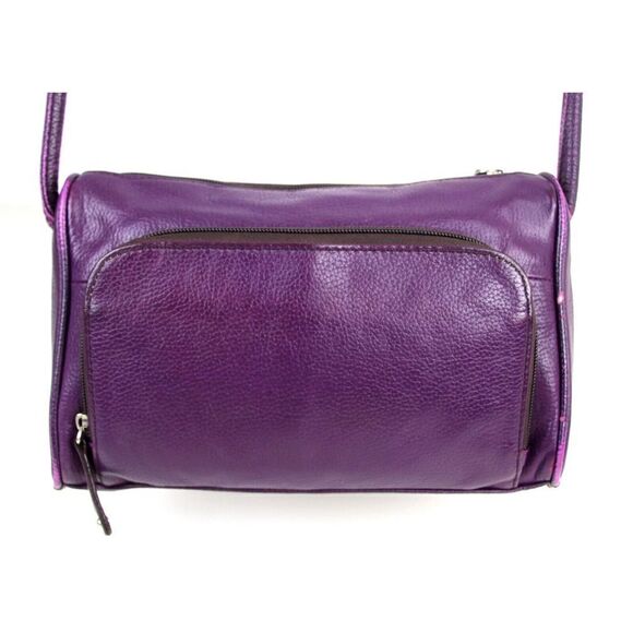 Tignanello PURPLE GENUINE LEATHER FLAP CROSSBODY ORGANIZER SHOULDER BAG HANDBAG - Picture 5 of 16